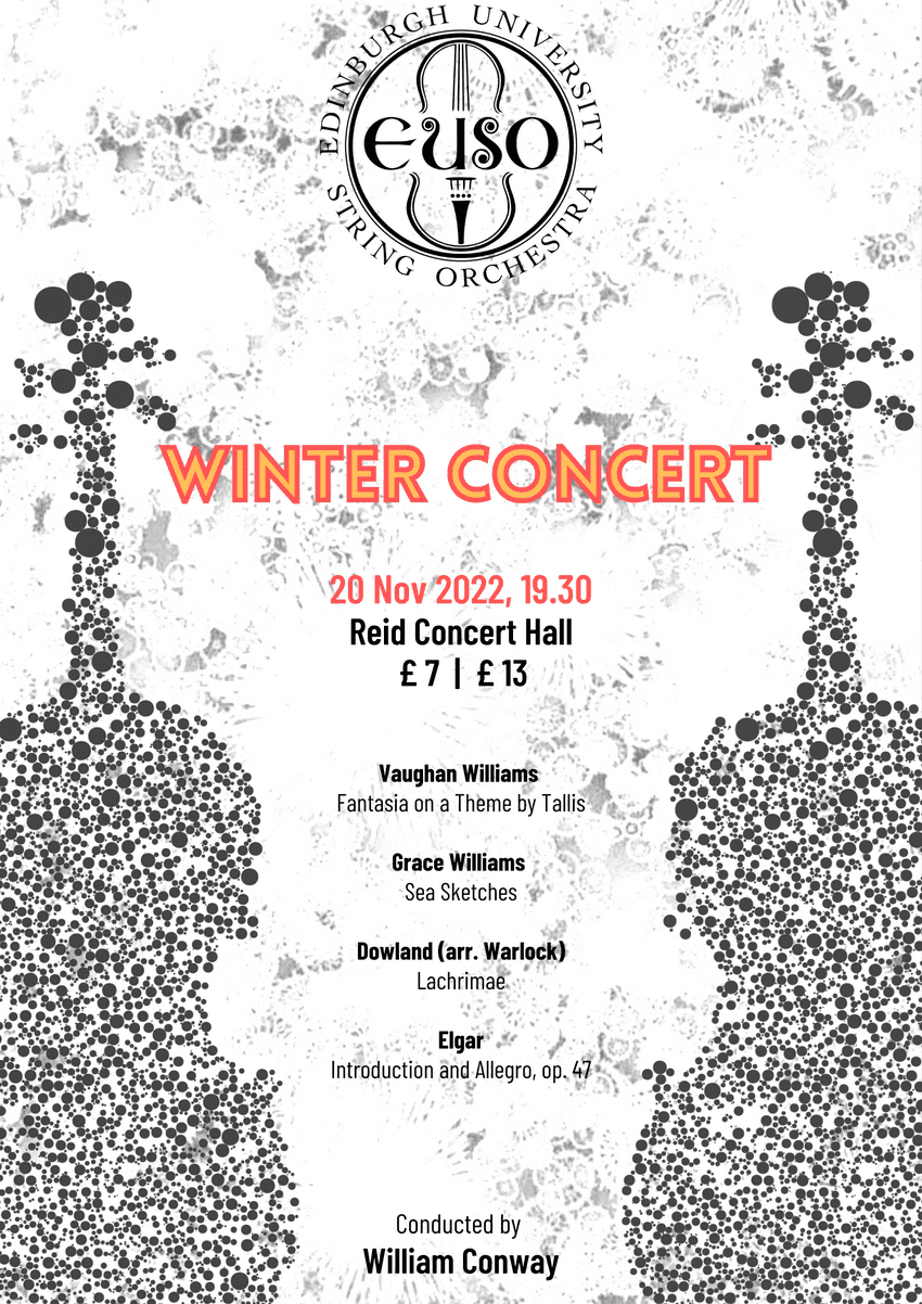 Winter concert poster. 19.30 20th November @Reid Concert Hall